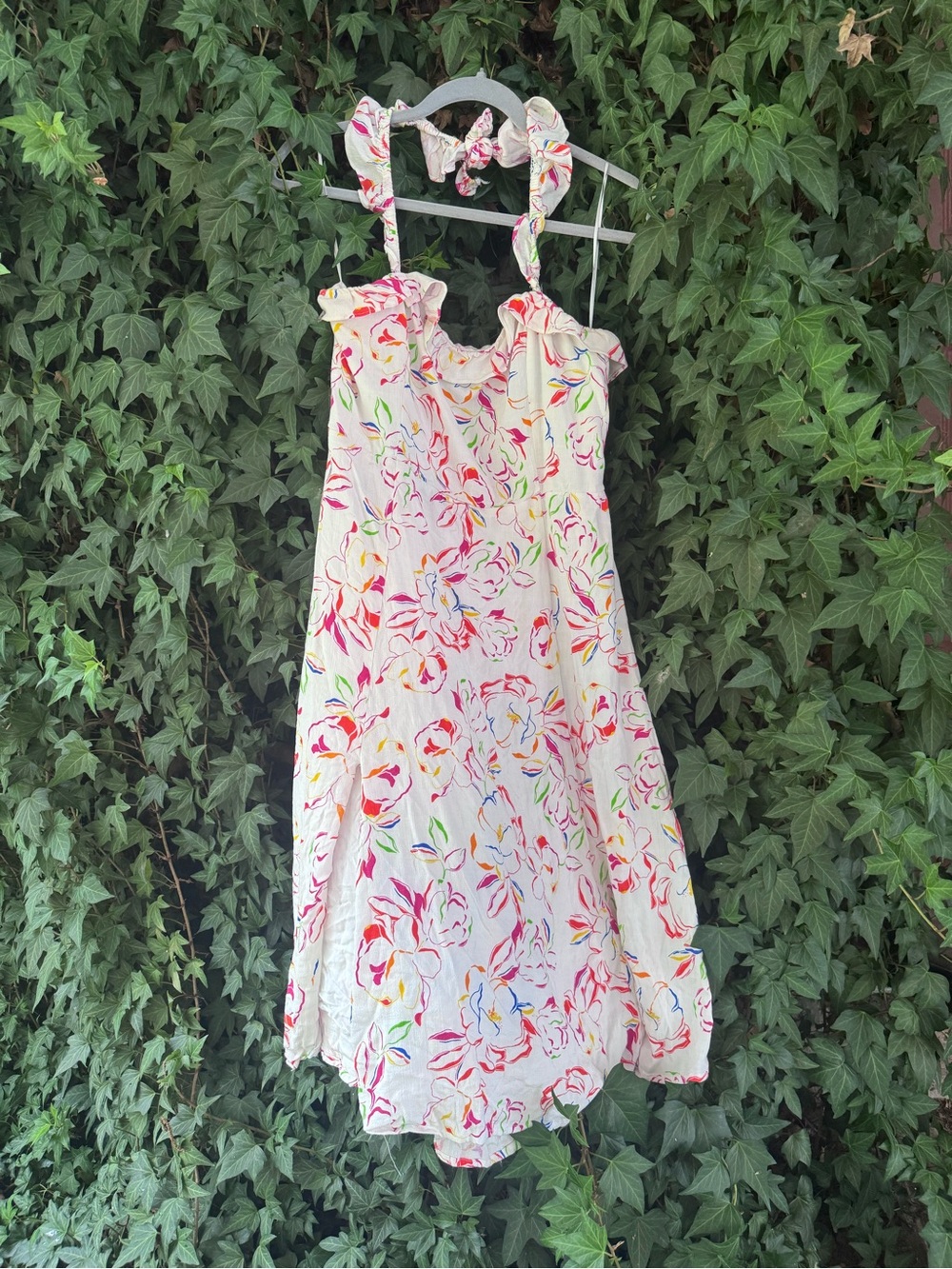 Sugarlips White Floral Summer Dress with Tie Straps